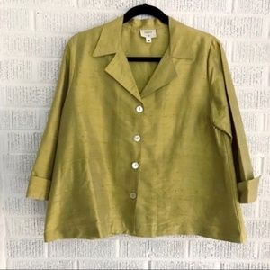 Kathleen Sommers Silk Avocado Button Down Shirt M